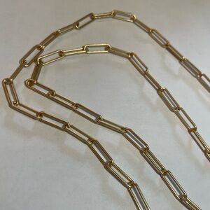 Gold-Tone Paperclip Chain Necklace Minimalist Style